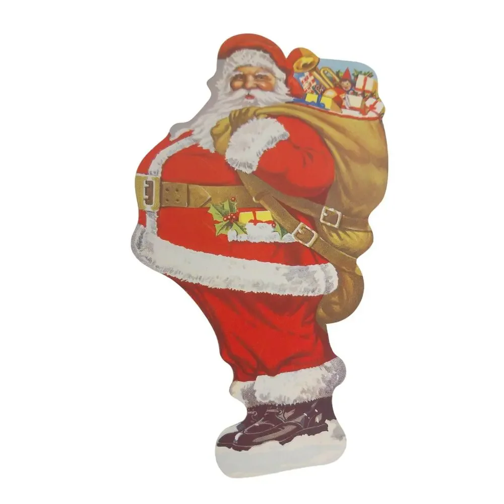 Vintage Bank of Leighton Christmas Club Die Cut Santa Claus Advertising